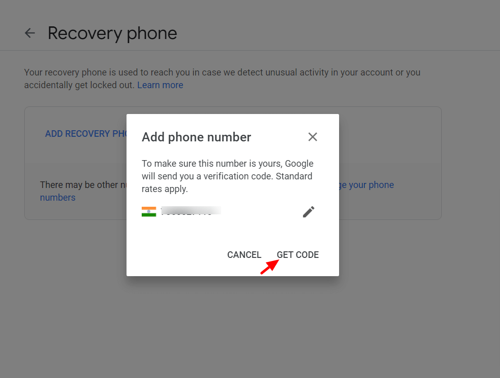Recovery phone number